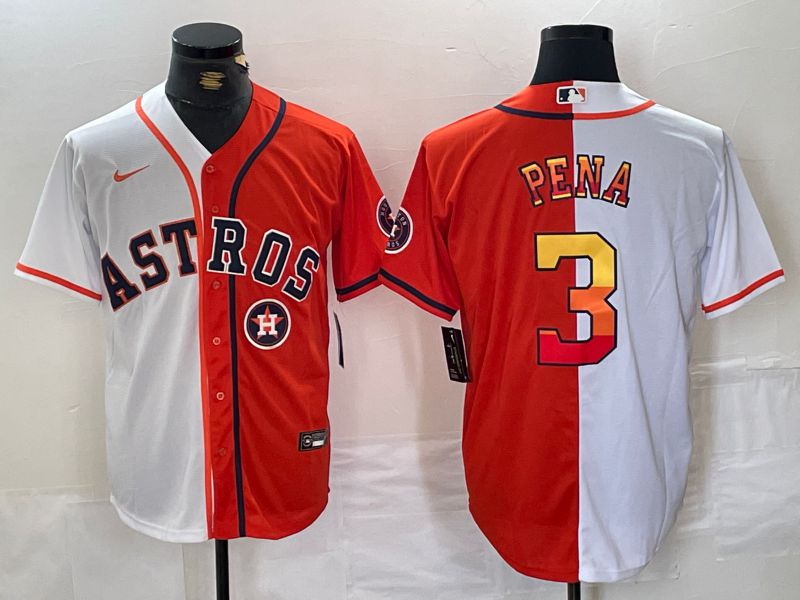 Men Houston Astros #3 Pena White orange Nike 2024 MLB Jersey style 3->houston astros->MLB Jersey